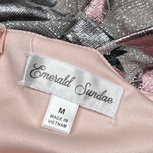 Emerald Sundae Girls' Party Dress Halter Open-Back Sparkly Pink Peach Size M - Picture 5 of 7